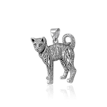 Celtic Cat Silver Pendant TPD5018 - Jewelry